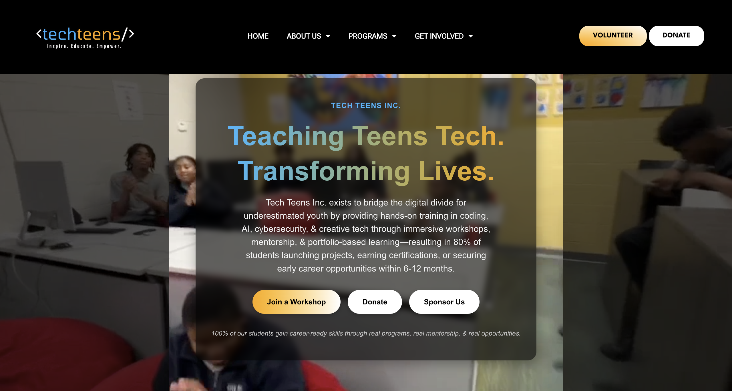 Tech Teens website screenshot