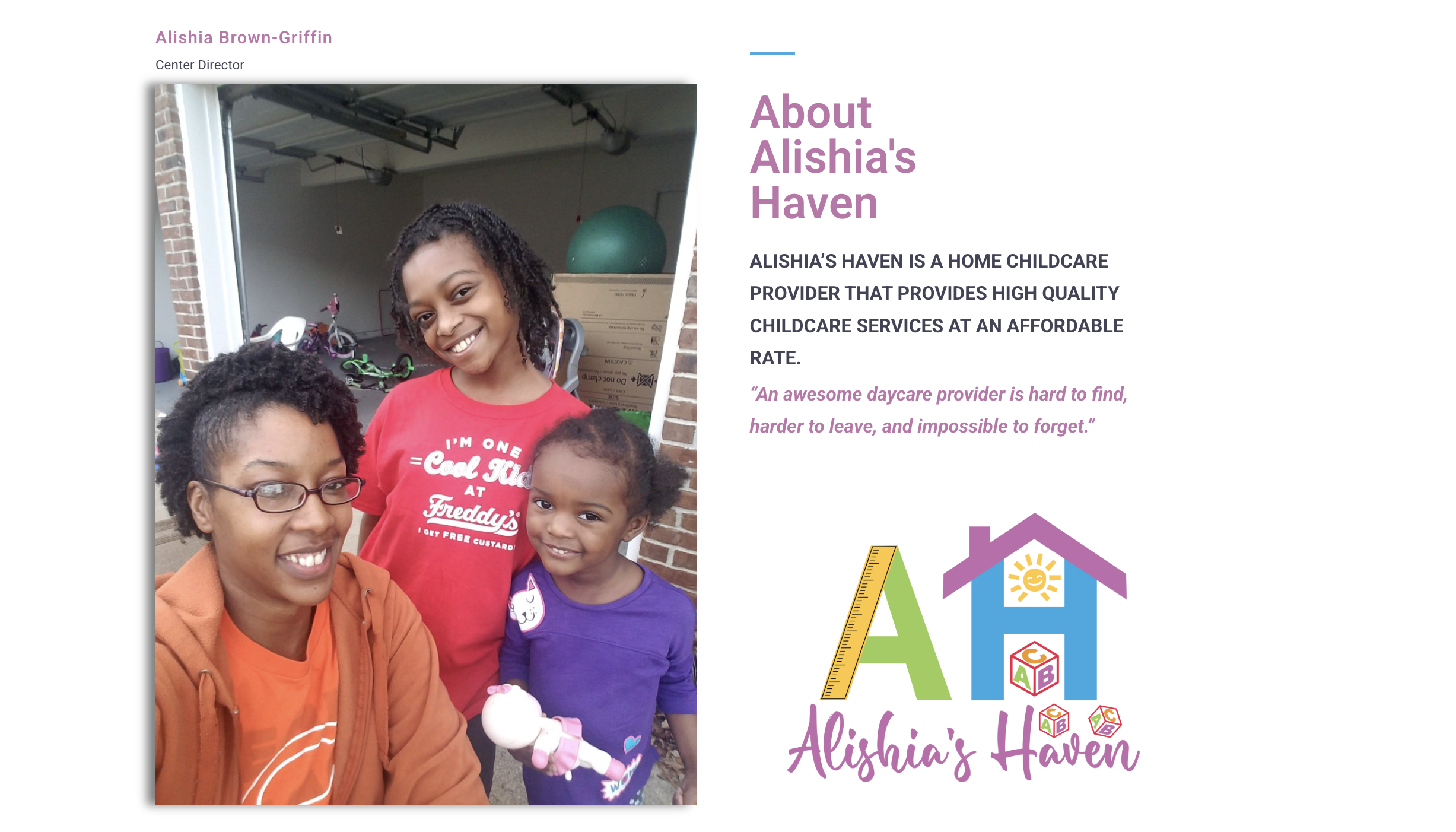 Alishia's Haven website screenshot