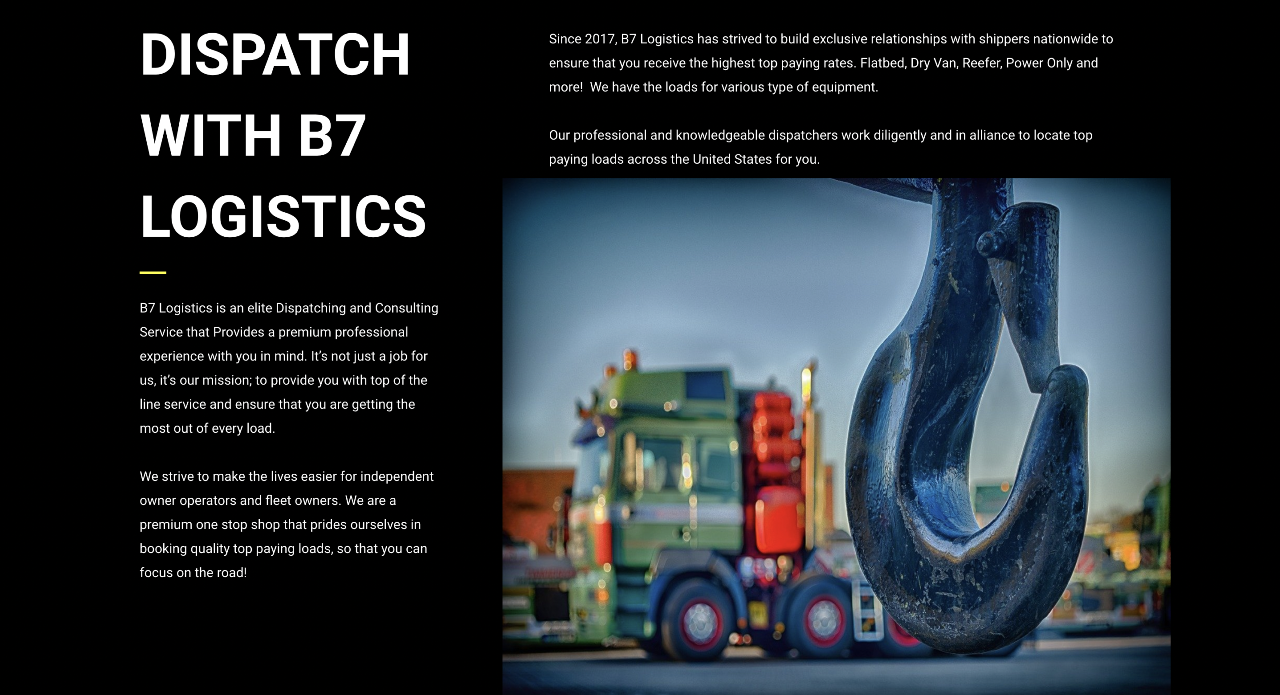 B7 Logistics website screenshot