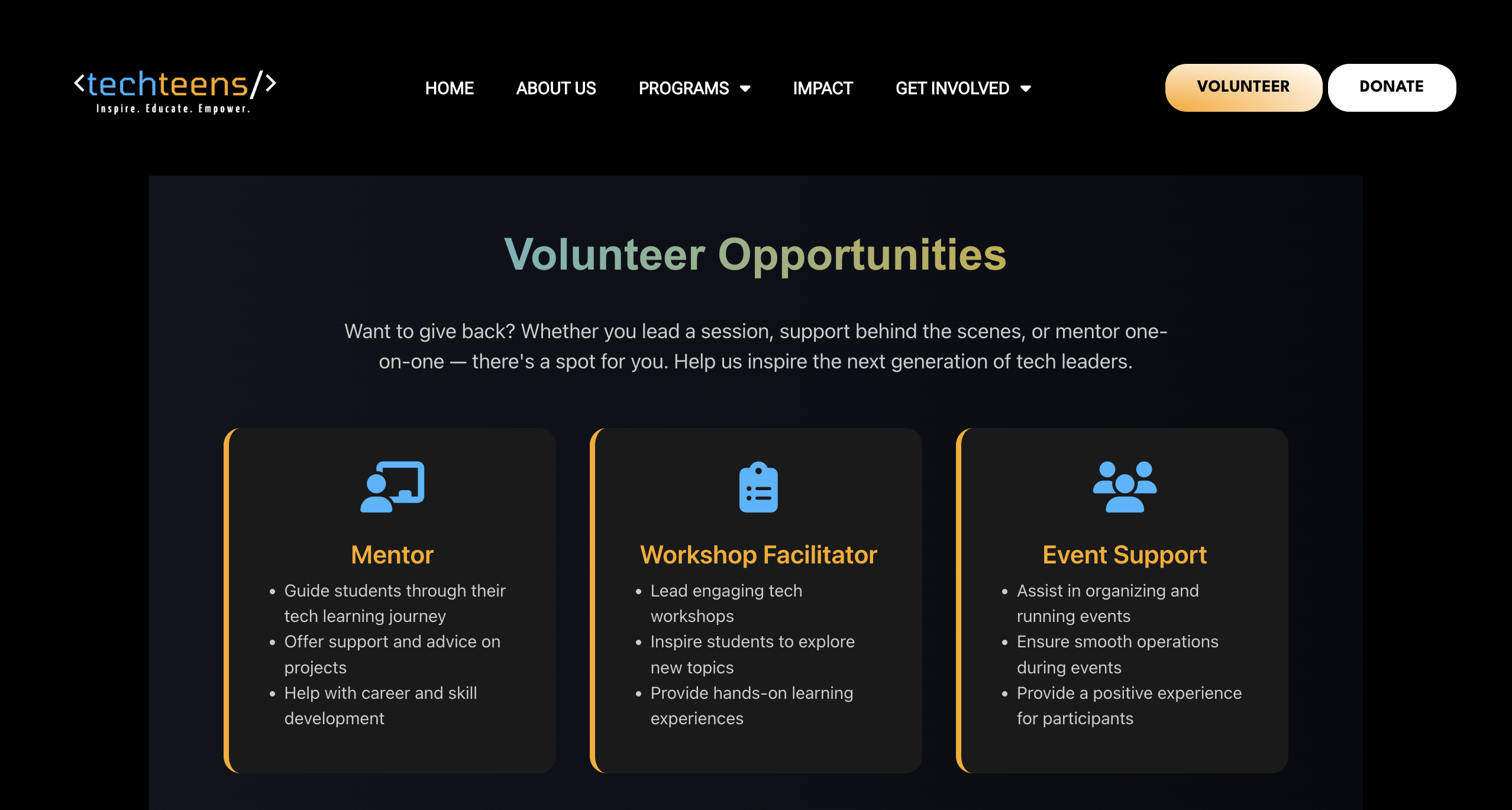 Tech Teens Inc website screenshot