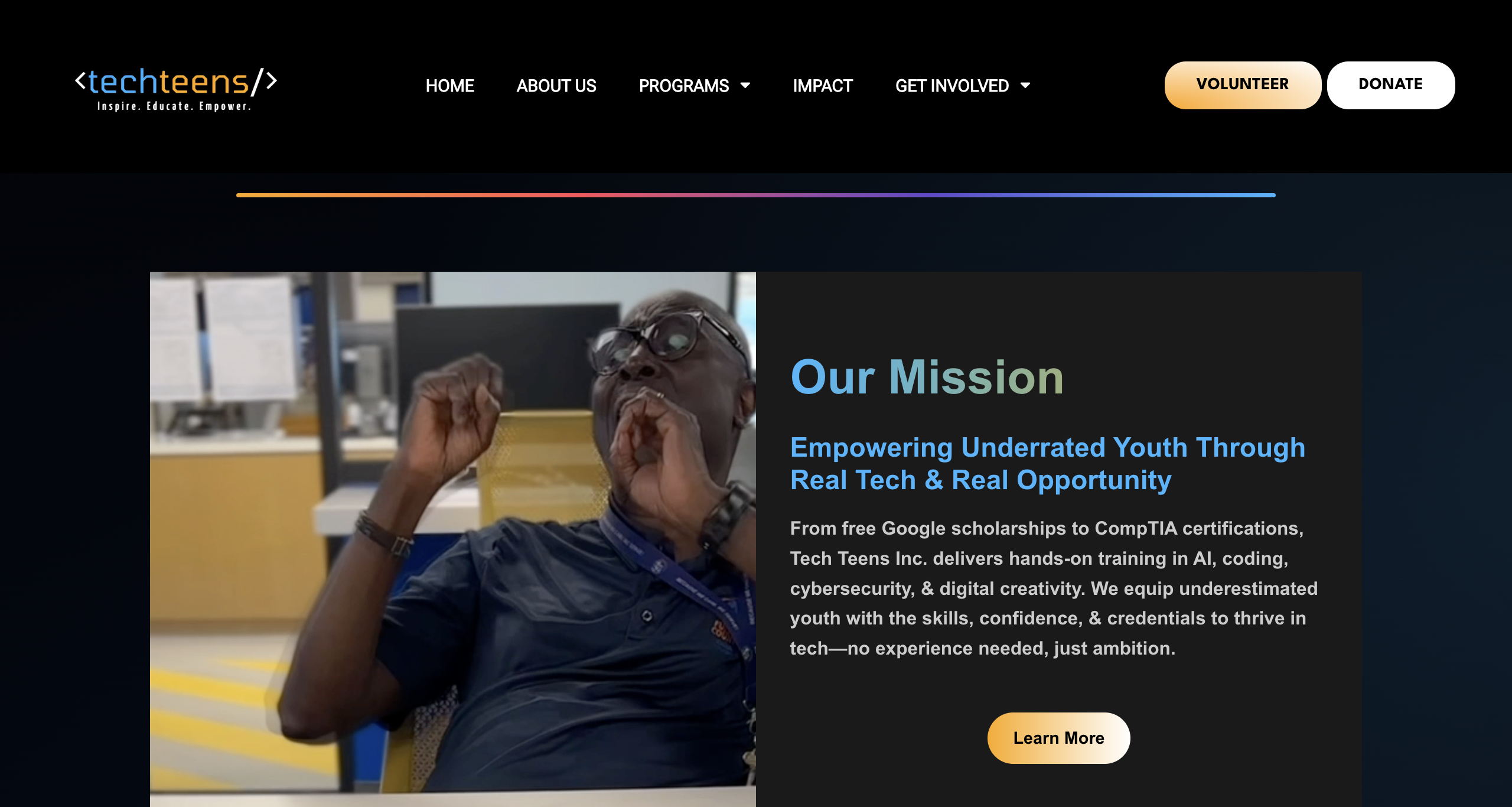 Tech Teens website screenshot