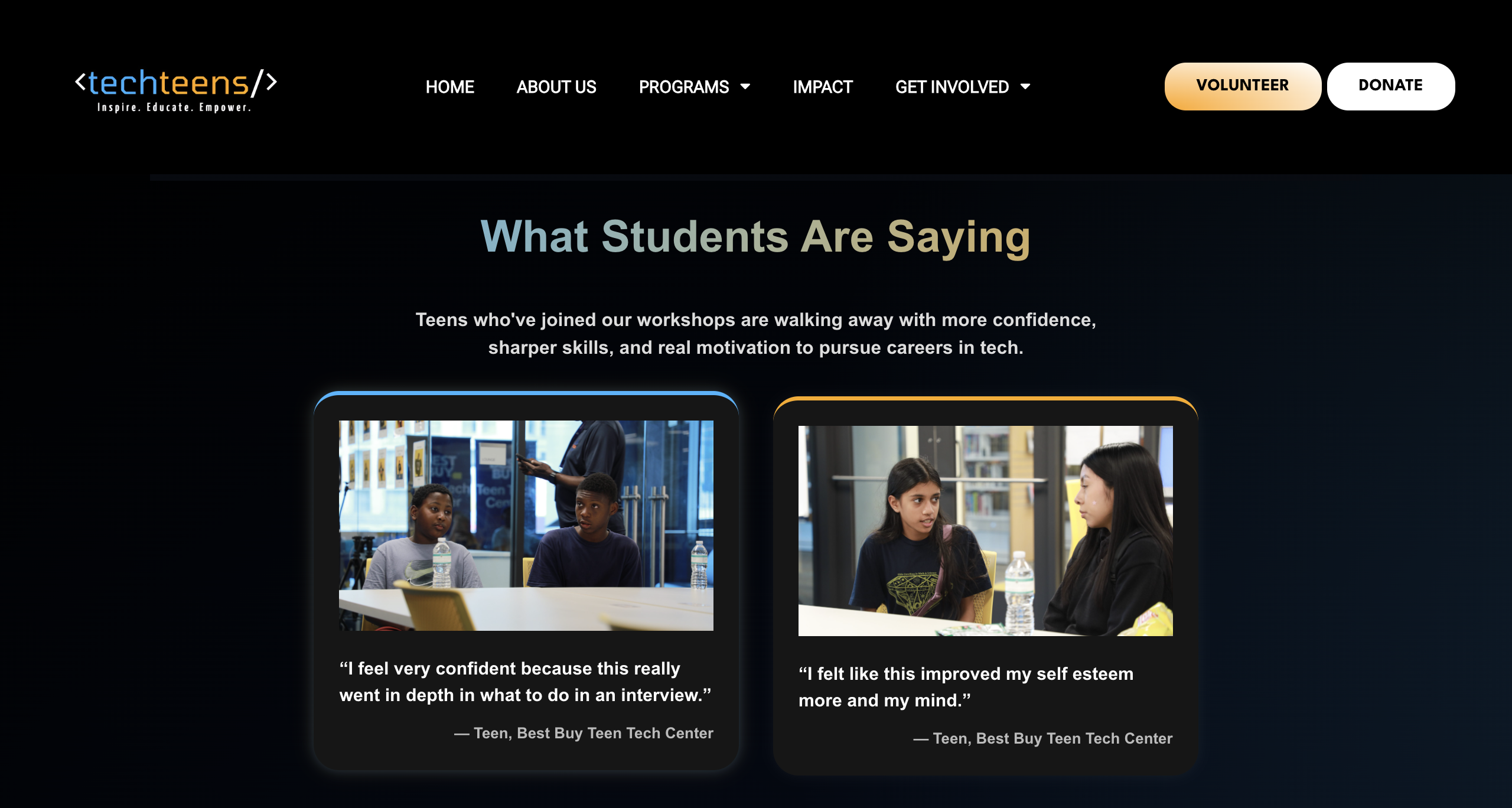 Tech Teens website screenshot
